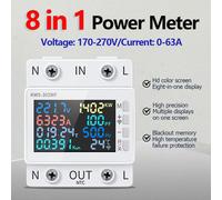 Misuratore di potenza 170-270V/63A Schermo a colori 8in1 Voltmetro di potenza di energia CA multifunzione Ampere di tensione Watt Kwh Misuratore di controllo remoto