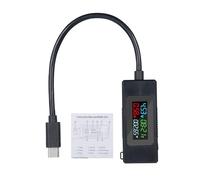 Misuratore di potenza del tester USB C, 4-30V 0-6,5A Multimetro digitale con il display a LED a colori Monitoraggio caricator, caricato di tensione di tensione di voltmetro di (Nero)