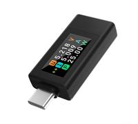 Misuratore di potenza ed energia di tipo C con display TFT a colori, tester bidirezionale di tensione di corrente per dispositivi digitali e apparecchiature elettroniche (nero)