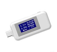 Misuratore di potenza USB-C, 4-30 V, 5,1 A, 155 W, monitor digitale con timer per telefoni e computer portatili (guscio bianco)