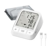 Misuratore di pressione elettronico con display per uso domestico, bracciale da braccio, 2*99 posizioni di memoria, 2 modalità di alimentazione, bracciale regolabile in larghezza, ampio display LCD re