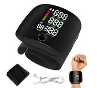 Misuratore di Pressione, Misuratore Pressione da Polso con Display Lcd, Ricaricabile USB, 2 * 99 Letture, Macchinetta Pressione, Sfigmomanometro Digitale per Uso Domestico e in Viaggio - Nero