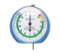 Misuratore di profondità del battistrada dei pneumatici - Righello con puntatore da 1/32 pollici per controlli MOT, zona rossa verde gialla, quadrante compatto da 5,3 x 4,7 cm