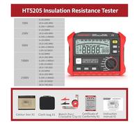 Misuratore di resistenza, Large LCD Digital Resistance Meter RCD/Loop Tester 0-100GΩ DC 1000V Leakage Switch Tester, Tester della resistenza di isolamento(HT5205)
