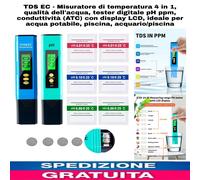Misuratore di temperatura 4in1,qualità dell'acqua Potabil,tester Digitale pH Ppm
