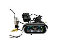 Misuratore di temperatura dell'acqua orizzontale universale LCD 2 in 1 per auto + adattatore per pressione dell'olio 1/8 NPT per sensore da 10 mm
