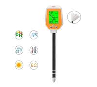 Misuratore di umidità del terreno, Misuratore di pH del terreno 6 in 1, tester di umidità del terreno, rilevatore di EC del terreno, intensità della luce solare, umidità dell'aria, test del terreno pe