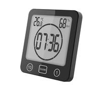 Misuratore Di Umidità Dela Temperatura Del Bagno Impermeabile Orologio Da Parete Digitale For Doccia Timer Termometro Da Cucina Igrometro Allarme Conto Alla Rovescia Monitor Accurato(Black)