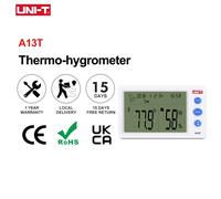 Misuratore di umidità della temperatura UNI-T Termoigrometro per interni A13T -10 ℃ ~50 ℃ Termometro digitale Sveglia Visualizzazione dell'ora
