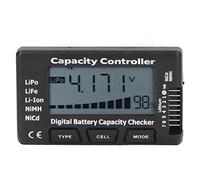 Misuratore digitale della capacità della batteria Tester di tensione Misuratore percentuale della capacità per batteria LiPo LiFe NiMH Hobby RC Model Car Drone ABS Nero