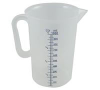 Misuratore graduato trasparente con scale precise, ideale per misurare liquidi e solidi in laboratori e cucina.