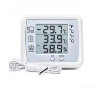 Misuratore preciso del clima della stanza in robusto ABS | Grande LCD da 3,4 pollici, mostra l'ora, la temperatura e l'umidità, per soggiorno e ufficio, facile leggibilità