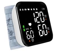 Misuratore Pressione da Polso, Portatile Misuratore di Pressione, Sfigmomanometro con Scala di Rischio e Display di Facile Lettura, per Polsi da 13,5 a 19,5 cm