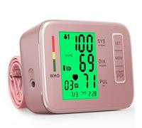Misuratori di pressione sanguigna, macchina per la pressione sanguigna rosa, con polsino automatico per la pressione alta, regolabile da 22,1 a 41,9 cm, per uso domestico, 2 x 90 set di memoria