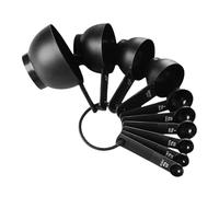 Misurazione di cucchiai e tazze: set di misurazione in acciaio inossidabile, strumenti da forno da cucina | Design di segni incisi, tema della preparazione di cottura, set impilabile di nidificazione,