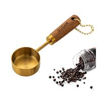 Misurini dorati, cucchiai dosatori in acciaio inox con manico in legno, utensili da cucina dorati decorativi per liquidi e secchi per cuocere e cucinare
