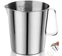 Misurino Acciaio Inox 1000 ML con Manico & Scala ML OZ, Caraffa Graduata Metallo Cucina, Bricco Latte Casa Lavabile Lavastoviglie, Brocca Ristorante per Caffettiera & Ghiaccio