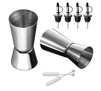 Misurino Cocktail 2 Pezzi Misurino per Cocktail 20/40 ml in Acciaio Inossidabile con 4 Tappo Versatore Cocktail e 2 Spazzola di Pulizia Jigger Cocktail per Bar Feste Cocktail Bevande Misura