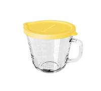 Misurino Con Coperchio, Ssfety Durevole Trasparente Tazza Di Vetro Con Manico Largo Ciotola for Forno A Microonde Da Cucina(Giallo)