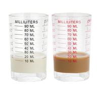 Misurino in Vetro, 2 Misurini in Vetro da 90 ml, Misurino in Vetri con Scala Chiara, Vetri Misurini Piccolo, per Fai da Te, Laboratorio, Cucina, Bar, Feste, Cocktail