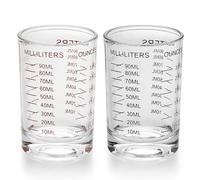 Misurino in Vetro con Scala Chiara,Forreen 2 Pezzi Misurino Graduato in Vetro Misurini Mini Resistente al Calore Bicchiere Dosatore per Fai da Te, Artigianato, Laboratorio, Cucina (90ML)