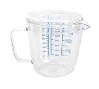 Misurino in Vetro Trasparente Alto Misurino con Coperchio Misurino in Vetro Borosilicato con Caraffa per Bilancia per Latte, Caraffa Graduata in Vetro da 500 Ml Utensile da