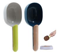 Misurino per Alimenti Cani - Cucchiaio Cibo con Clip Misurare Il Liquidi Secchi Gatti Uccelli e Condimenti da Cucina Sotto Animali Domestici Forniture 2 Pcs (Indaco + Polvere, Grigio Verde)