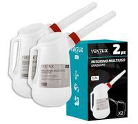 Misurino Travasatore Graduato 1,2L con Beccuccio Flessibile Antigoccia | Per Olio, Carburanti e Liquidi Auto | Plastica Rinforzata con Scala in Rilievo | Set 2 Misurini Multiuso