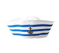 MISUVRSE Cappello da capitano da marinaio bianco alla moda, per cosplay, cappello da capitano marino, da viaggio, spiaggia, danza