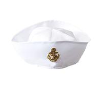 MISUVRSE Cappello da capitano da marinaio bianco alla moda, per cosplay, cappello da capitano marino, da viaggio, spiaggia, danza