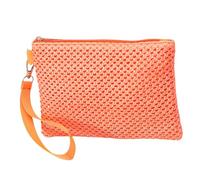 MISUVRSE Elegante borsa da polso per vacanze al mare per le donne in paglia intrecciata piccola borsa a busta versatile borsa con cerniera pochette tessuta, B, One Size