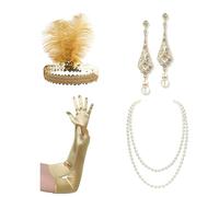 MISUVRSE Set di accessori anni '20 per le donne ruggenti anni '20 accessori flapper costume con fascia anni '20 collana guanti orecchino