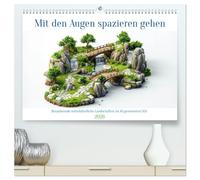 Mit den Augen spazieren gehen (hochwertiger Premium Wandkalender 2026 DIN A2 quer), Kunstdruck in Hochglanz: Isometrische Zeitreise: Ein Jahr in mittelalterlichen Dörfern
