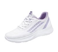 Mit Mesh Damen Turnschuhe Bequem Für Damen Atmungsaktiv Wanderschuhe Rutschfest Sportschuhe Leichtgewichts Mesh Sneakers Lace Up Tennisschuhe Für Joggen Training, bianco, 41 EU