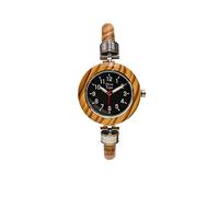 MiTA - Made in iTAly. Orologio Donna in Legno di Ulivo | Quadrante Nero Ø35 mm | Spessore 9 mm | Bracciale Regolabile da 7 mm | Stile Naturale ed Elegante