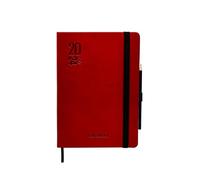 MITAMA Agenda ELEGANCE ROSSA - Planner Giornaliero - 12 mesi 2024-366 pagine + 66 contenuti extra - Copertina in Eco-pelle + Matita Coordinata - 15 x 21 cm