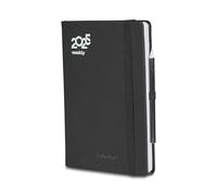Mitama Agenda Settimanale Nero, Planning Mensile, 18 mesi da Settembre 2024 a Febbraio 2026-158 pagine + 50 pagine contenuti extra - 15 x 21 cm - Copertina Rigida