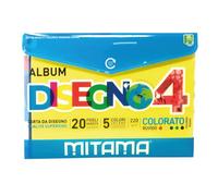 MITAMA - Album da Disegno - Fogli ruvidi 5 colori (nero, rosso, giallo, verde, blu) - Formato 24 x 33 cm - 220 grammi - confezione da 20 fogli - Tecnico, per Colorare - Album Scuola