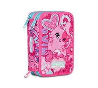 Mitama Astuccio Scuola 3 Scomparti, CUTIECAT, Contenuto 47 pz, Completo di Matite, Pennarelli, Portapenne Scuola Elementare Bambina