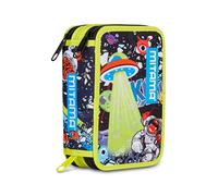 Mitama Astuccio Scuola 3 Scomparti, DISCO SPACE, con pennarelli, matite, pastelli ecc..
