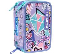 Mitama Astuccio Scuola 3 Scomparti, DOUBLE DIAMOND, con pennarelli, matite, pastelli ecc..