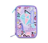 Mitama Astuccio Scuola 3 Scomparti, DOUBLE DIAMOND, con pennarelli, matite, pastelli ecc..