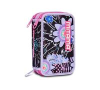Mitama Astuccio Scuola 3 Scomparti, FLOWER FASHION, Contenuto 47 pz, Completo di Matite, Pennarelli, Portapenne Scuola Elementare Bambina