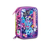 Mitama Astuccio Scuola 3 Scomparti, HEY DYE, Contenuto 47 pz, Completo di Matite, Pennarelli, Portapenne Scuola Elementare Bambina