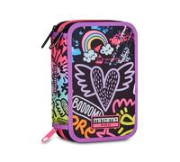 Mitama Astuccio Scuola 3 Scomparti, LOVETBEAT, Contenuto 47 pz, Completo di Matite, Pennarelli, Portapenne Scuola Elementare Bambina