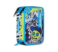 Mitama Astuccio Scuola 3 Scomparti, SCHOOL SKATE, con pennarelli, matite, pastelli ecc..