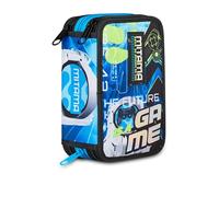 Mitama Astuccio Scuola 3 Scomparti, SUPER FUTURE GAME, Contenuto 50 pz, Completo di Matite, Pennarelli, Portapenne Scuola Elementare Bambino