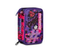 Mitama Astuccio Scuola 3 Scomparti - SUPER TRIPLO CHIC MITAMA, Nero - Contenuto 47 pz - Completo di Matite, Pennarelli etc..- Portapenne Scuola Elementare Bambini