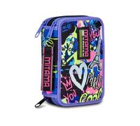 Mitama Astuccio Scuola 3 Scomparti, SUPER TRIPLO CITY LOVE, Contenuto 50 pz, Completo di Matite, Pennarelli, Portapenne Scuola Elementare Bambina