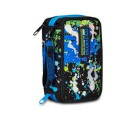 Mitama Astuccio Scuola 3 Scomparti, SUPER TRIPLO COLOR SPLASH BOY, Contenuto 50 pz, Completo di Matite, Pennarelli, Portapenne Scuola Elementare Bambino